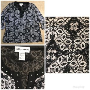 Cathy Daniels Black and White Top, Size XL